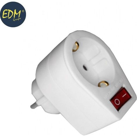 Clavija adaptadora con interruptor (retractilada) edm