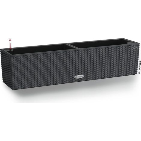 Cottage Balconera Jardinière pour Balcon avec arrosage Automatique Aspect rotin Moka, Granite, Plastique, Granit, 79 x 19 x 19 cm, Brun (1/5)