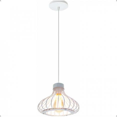 Lampe Suspension Industrielle Retro Plafonnier Lustre Luminaire Cafe Restaurant 23cm E27 Blanc (1/5)