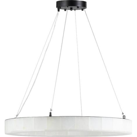 Suspension en albâtre et métal noir - naturel et noir (1/3)