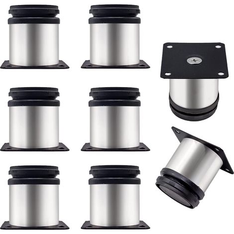 Lot de 8 pieds de meubles ronds réglables en acier inoxydable pour meubles de cuisine (150 mm) (1/5)