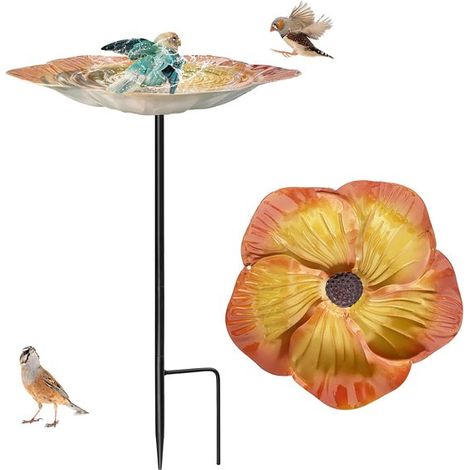 Bain d'oiseaux - Abreuvoir pour oiseaux - Bains d'oiseaux d'extérieur - Mangeoire à insectes - Abreuvoir pour oiseaux de jardin - Pour balcon et terrasse extérieurs - GoudGoud (1/5)