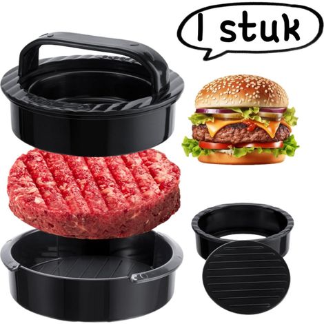 article - Presse à hamburgers - Outil rond pour hamburgers - Presse à viande - Accessoire de cuisine - Noir (1/5)