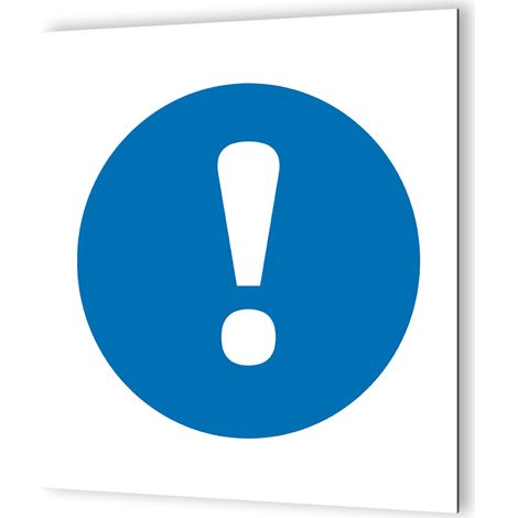Pictogramme Obligation Générale - Panneau signalétique Dibond blanc - Rond bleu pictogramme blanc - 20x20 cm, 3 mm épaisseur, impression UV (1/5)