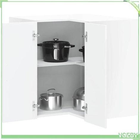 Meuble de cuisine - Porto - Armoire murale d'angle - Blanc brillant - 57x57x60 cm (1/5)