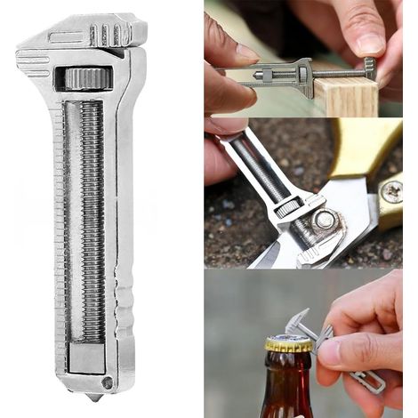 Mini Multitool Wrench - Compact Titanium Multitool, Outil clé multifonction, Clés Réglables, Outil clé extérieur, Portable Clé pour camping (1/5)
