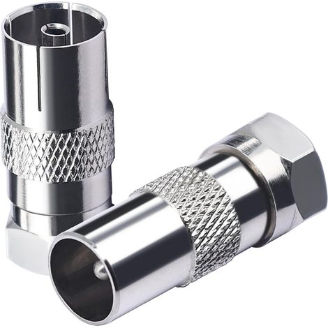 2 Pièces Connecteur d'Antenne TV F Mâle vers Femelle - Adaptateur pour Câbles d'Antenne et Satellite - 95TV Femelle vers Coaxial Mâle Type F (1/5)