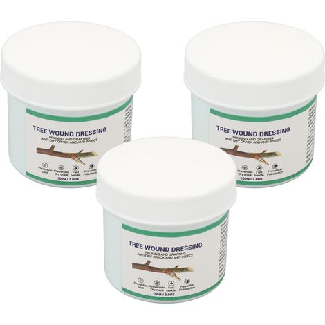 Lot de 3 tubes de 100 g de pansement pour arbres et arbustes, favorisant la cicatrisation après la taille et le greffage. Pâte cicatrisante avec pinceau. (1/5)