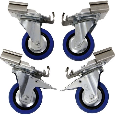 Alutec Kit mit drehbaren Rollen und Bremse Silber 100 mm (1/4)