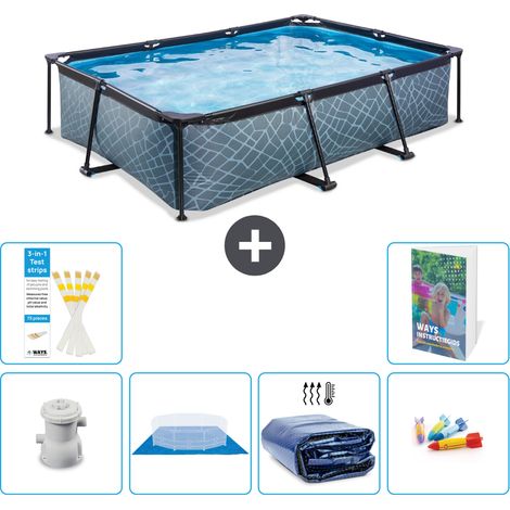 Exit-toys Piscina Exit Rectangular - Efecto piedra - 300x200x65 cm - 7-piezas  S220