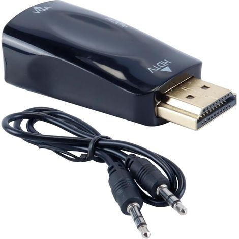 Adaptateur HDMI vers Jack 3,5, Convertisseur HDMI Femelle vers VGA Femelle HD 1080p avec Câble Audio Jack 3,5 Mm (1/5)