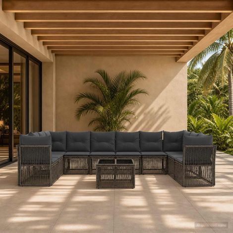 Set Divano da Giardino 11 pcs Grigio polyrattan vidaXL (1/5)