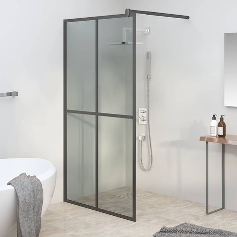 vidaXL Écran de douche 118x190 cm Verre trempé foncé (1/5)