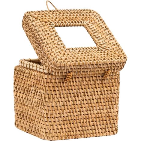 Boîte à Mouchoirs Carrée Rotin Boîte Décorative Tressée pour Salon Et Chambre Distributeur De Mouchoirs (1/5)