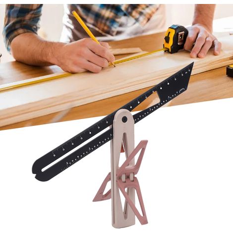 Équerre mobile pour le travail du bois - Beige Équerre à tenons et mortaises à queue d'aronde combinée multifonctionnelle 90°/45° Équerre à angle droit pour le travail du bois et le bricolage (1/5)
