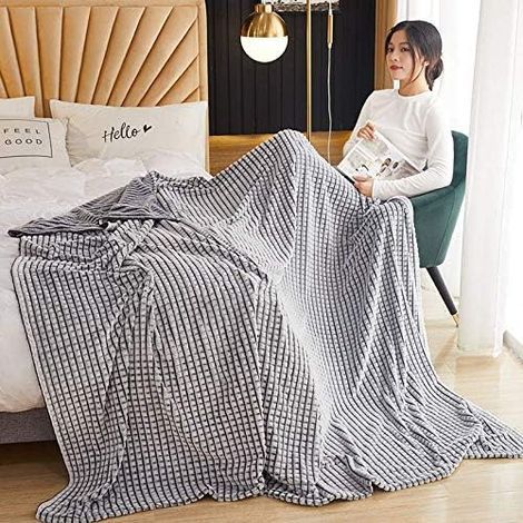 Couverture en flanelle polaire ultra douce pour drap, couverture bébé, housse de canapé - Entretien facile (Gris, 100x70cm) (1/5)