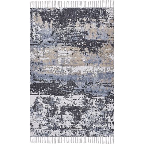 Tapis Motif Abstrait avec Pompons 150x230 cm Multicolore Konakli (1/5)