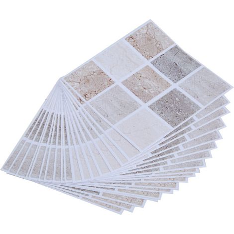 Lot de 18 autocollants de transfert pour carrelage mosaïque. pour salle de bain. cuisine. maison (10 x 10 cm) (1/4)