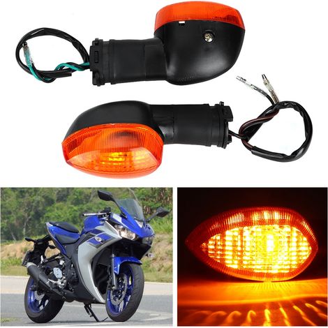 Clignotants Moto Universels 2 Pièces pour YAMAHA R1, Feux de Signalisation Modifiés, Accessoires Noir et Jaune (1/5)
