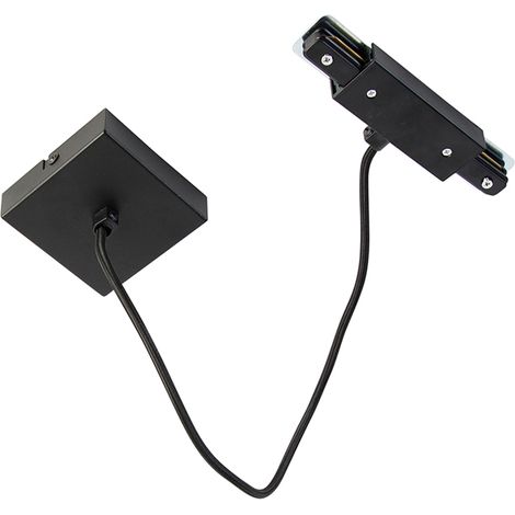 QAZQA Alimentation pour rail monophasé avec plaque de montage carrée noire - Jeana