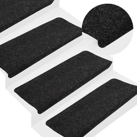 Tapis d'escalier auto-adhésifs 15 pcs 65x24,5x3,5 cm Anthracite (1/5)