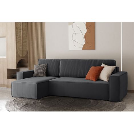 Ecksofa Schlafsofa Sofa MARIS Stoff Anthrazit Ottomane Links (1/4)