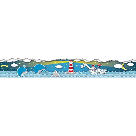 A.S. Création FishingCaptain 403734 Papiertapete Kinderzimmer 5 x 1.55 m Blau Wohnzimmer Schlafzimmer Büro (1/5)
