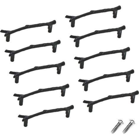 Lot de 10 boutons de tiroir vintage en alliage de zinc pour armoire, tiroir, maison de campagne, chalet(128mm,noir) (1/5)