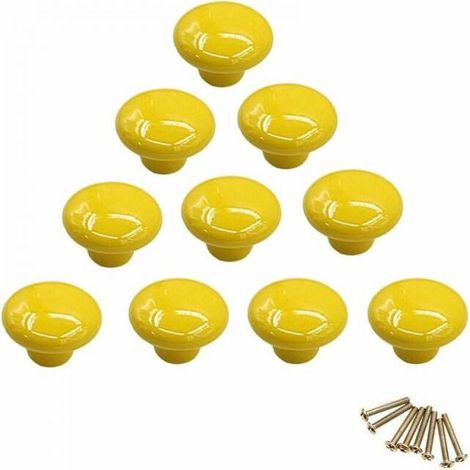 Handle - yellow round porcelain knob, furniture knob, drawer knob, cupboard knob, ceramic handle, interior decoration makeover, vintage our drawer, cupboard, dresser, door (1/5)