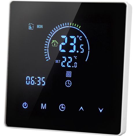 Thermostat intelligent programmable numérique à grand écran tactile mural, compatible avec Tuya 3500W AC90‑240V 16A (avec câble de détection de 3 m) (1/5)