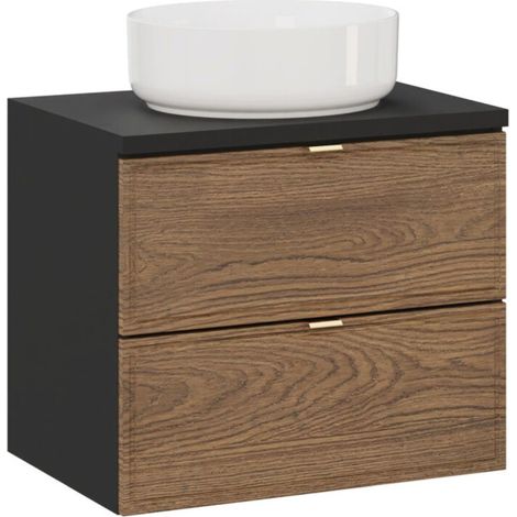Badezimmer-Set SAVIA: Unterschrank 60cm + Waschtischplatte + Aufsatzwaschbecken rund