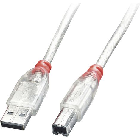 LINDY USB-Kabel USB 2.0 USB-A Stecker, USB-B Stecker 5.00 m Transparent 41755