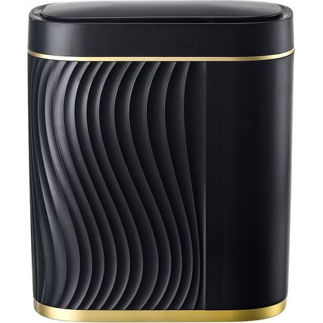 Cubo de basura inteligente para inodoro con sistema de inducción, modelo 2024, ranura estrecha y automático, tipo cubo sanitario (negro y dorado). (1/5)