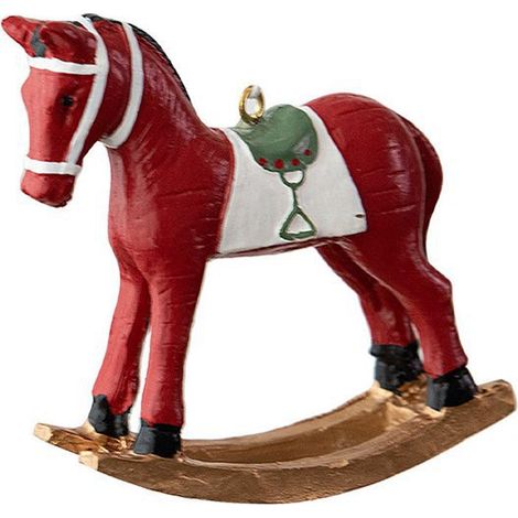 3 couleurs : Blanc  Matériau : Résine  Ornement de cheval à bascule de Noël 3D  Décoration pour sapin de Noël.
