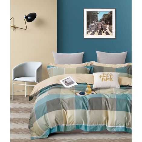 Parure de draps "Imprimé" percale pur coton peigné 80 fils/cm²  pour lit 160 x 200 cm "Grande Largeur" - Parure TP-03 -