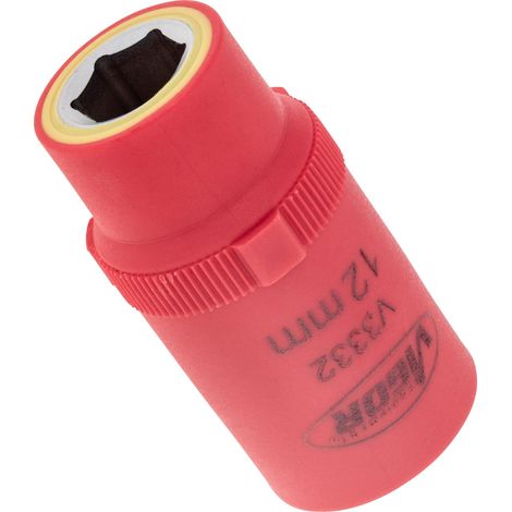VIGOR Douille à prise carrée intérieure 12,5 mm (1/2") VDE, profil hexagonal extérieur, V3332, longueur totale 55 mm (1/2)