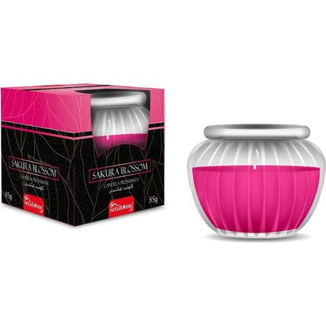 TrAdE Shop Traesio - Candela Profumata Ambienti Vasetto Vetro Decorativo Fragranza Fiori Di Ciliegio 85g 029917 - (1/2)