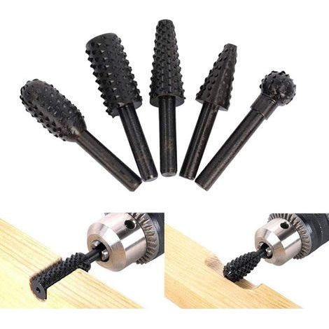 5Pcs Ensemble de Râpes Rotatives pour Fraises,Outil de Sculpture sur Fraise Metal Bois,Gouges Sculpture Bois,Cylindrique de Gravure Rotatif Burres Pour Travail du Bois,Métal Polissage,Gravure. (1/4)