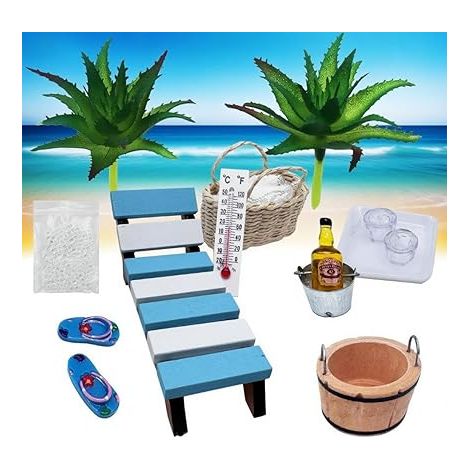 Kit de Accessoires de Sauna Emballage Cadeau Wellness Miniatures Plage Jardin pour Déco DIY (1/5)