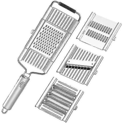 Trancheuse à légumes multifonction 4 en 1 en acier inoxydable : râpe, coupe-légumes, épluche-fruits et pommes de terre, râpe à carottes. Accessoires de cuisine. (1/5)