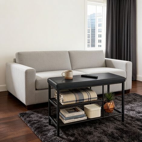 Banc de rangement avec assise, organiseur à chaussures compact, étagère coffre de rangement (unité seule) (1/5)