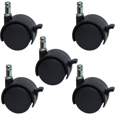 Ruedas de sustitución para sillas de oficina o taburetes con diámetro de 5,1 cm – con freno (Set de 5) (1/4)