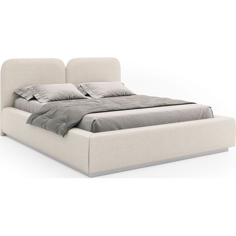 Selsey Comoves – Polsterbett 140x200 mit Chenillebezug, LED, Bettkasten und Lattenrost, Creme