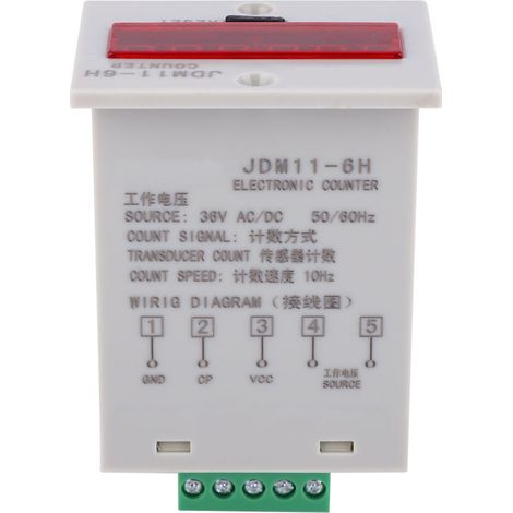 Compteur électronique JDM11-6H, 6 chiffres, affichage LED numérique, relais transducteur, comptage AC/DC 36V (1/5)
