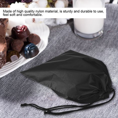 Sac à cordon en nylon imperméable et anti-poussière pour ranger chaussures et vêtements (noir) (1/5)