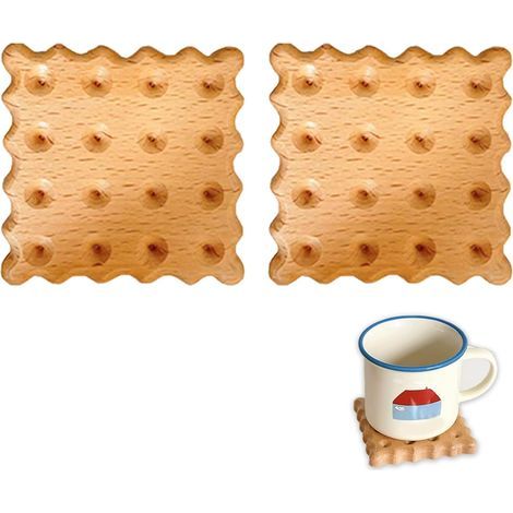 Set mit 2 Untersetzern aus Massivholz – kreative und hitzebeständige Untersetzer für Tassen, Milchgläser und Kaffeebecher – ideal für Zuhause und Büro (Buchenholz) (1/5)