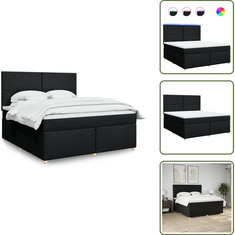 vidaXL Sommier à lattes de lit avec matelas Noir 180x200 cm Tissu (1/5)