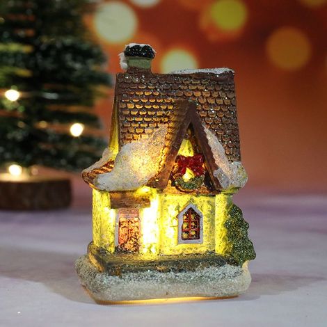 Maisons de village de Noël à piles, décorations électriques de village de Noël, bâtiments illuminés, décorations de Noël à LED, couverture de neige G (1/5)