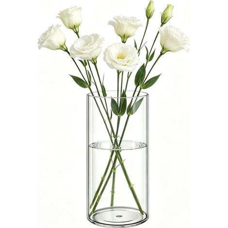 Vase Cylindrique en Acrylique Incassable, Vase Transparent Moderne pour Fleurs, Décorations Salon et Chambre à Coucher Style Scandinave, Déco Maison Élégante, Cadeau Femme/Mariage-12 x 35cm (1/5)