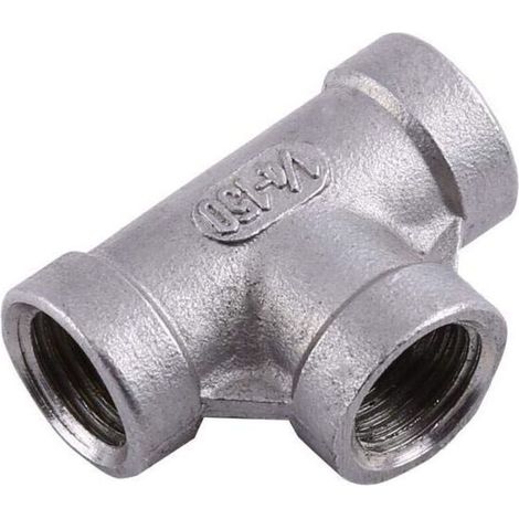 Pipe Fitting, 3-Way Quick Connector, Stainless Steel T-Piece, 1/4 Inch NPT Pipe Fittings, 2 Pieces (DN8) (1/4)